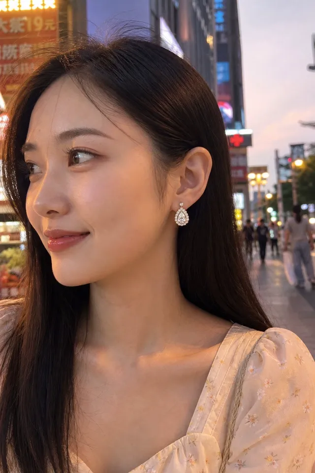 Customer photo 1 from a Kingdom Earrings Pear Halo review